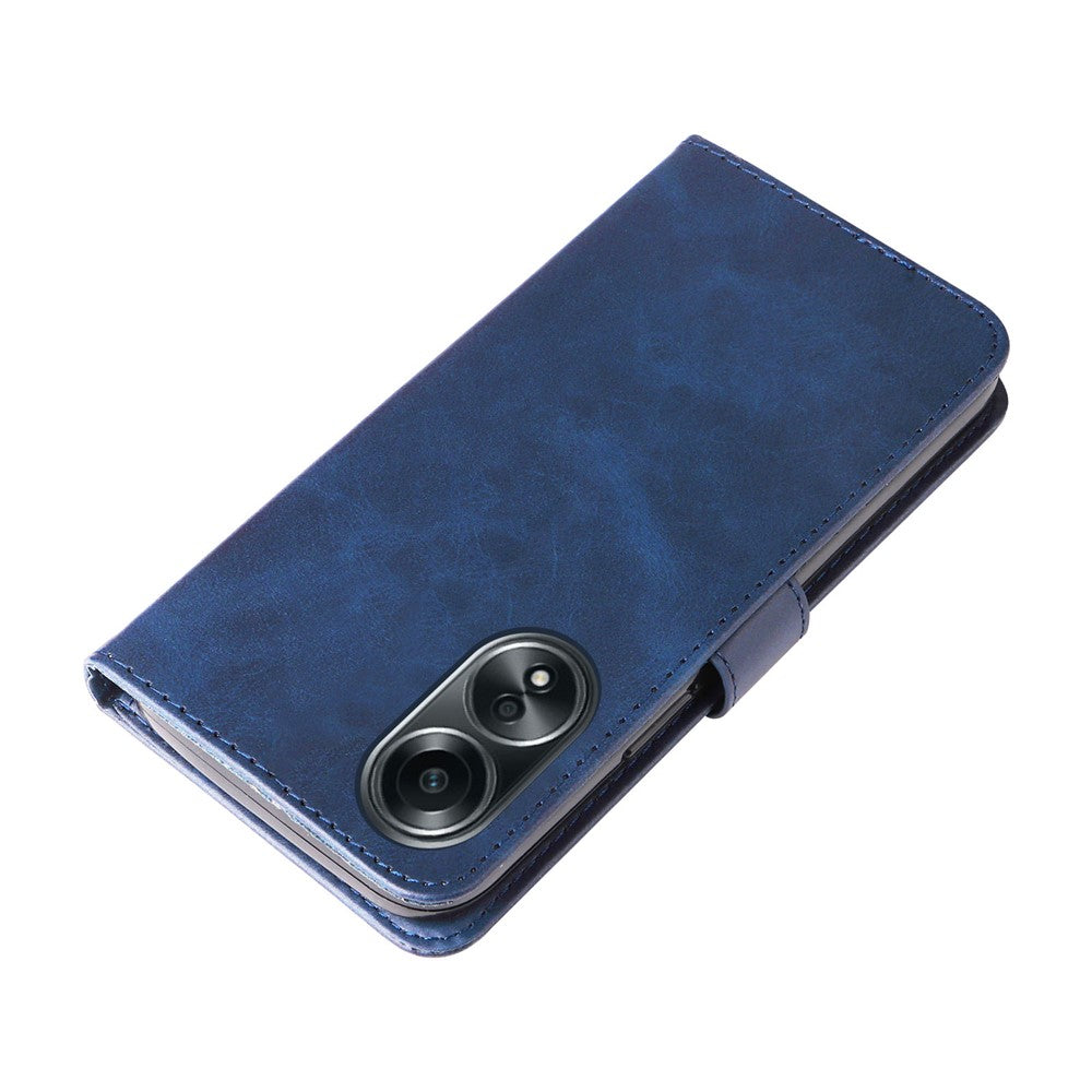 For Oppo A58 4G Slim-Fit Case Calf Texture Shockproof Phone Shell Zipper Pocket Wallet Stand Smartphone Cover