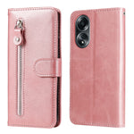 For Oppo A58 4G Slim-Fit Case Calf Texture Shockproof Phone Shell Zipper Pocket Wallet Stand Smartphone Cover