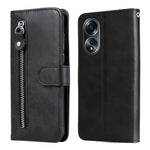 For Oppo A58 4G Slim-Fit Case Calf Texture Shockproof Phone Shell Zipper Pocket Wallet Stand Smartphone Cover