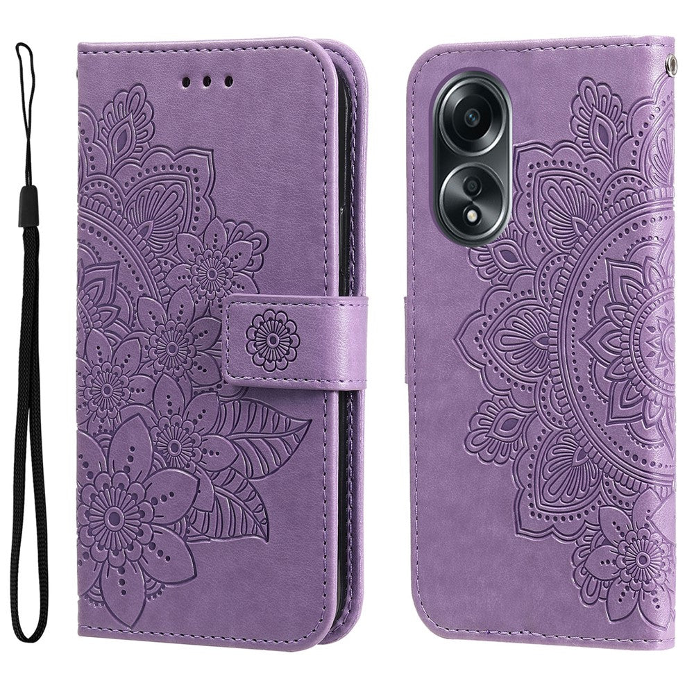 For Oppo A58 4G Case Floral Pattern PU Leather Wallet Stand Phone Cover