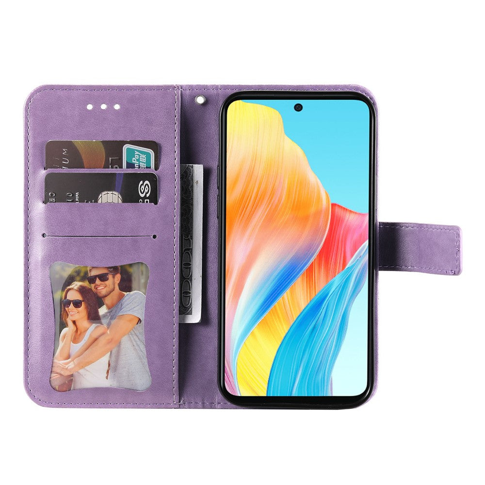 For Oppo A58 4G Case Floral Pattern PU Leather Wallet Stand Phone Cover