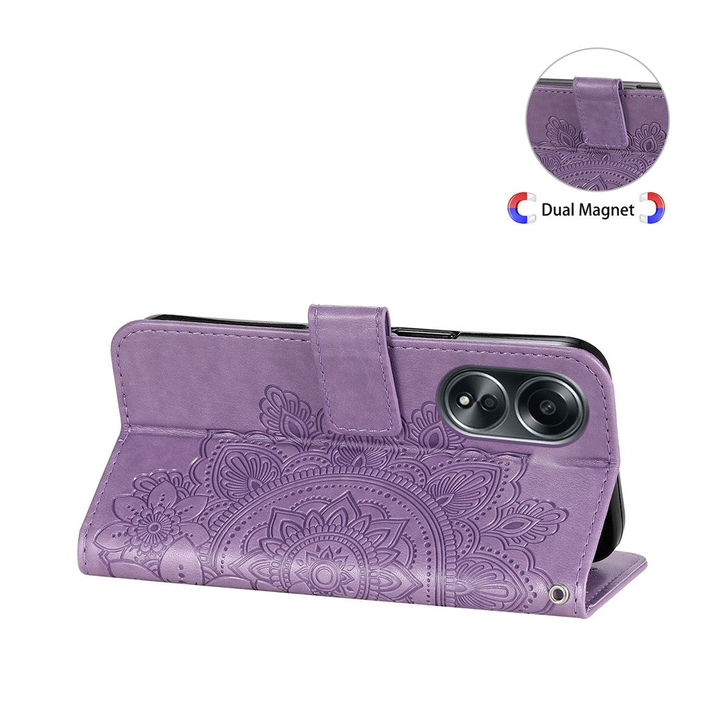For Oppo A58 4G Case Floral Pattern PU Leather Wallet Stand Phone Cover
