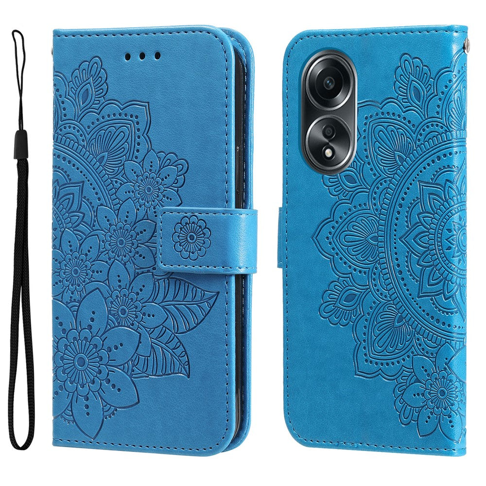 For Oppo A58 4G Case Floral Pattern PU Leather Wallet Stand Phone Cover