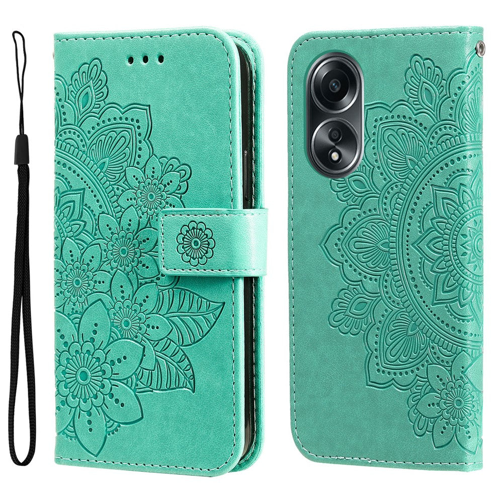 For Oppo A58 4G Case Floral Pattern PU Leather Wallet Stand Phone Cover