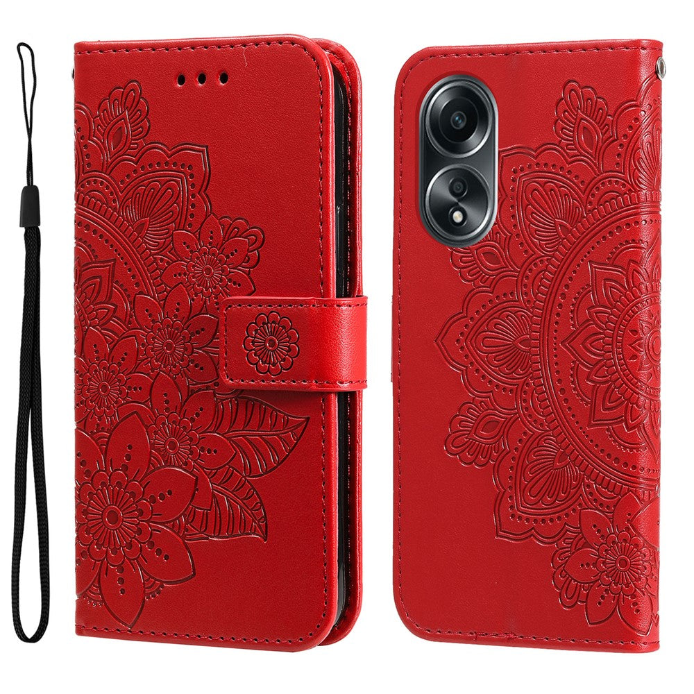 For Oppo A58 4G Case Floral Pattern PU Leather Wallet Stand Phone Cover