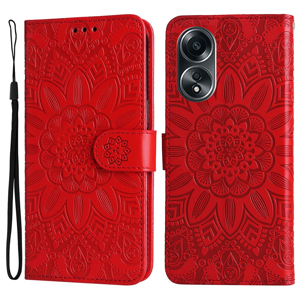 Mobile Phone Case for Oppo A58 4G , Wallet Stand Shell PU Leather Sunflower Imprinted Phone Cover