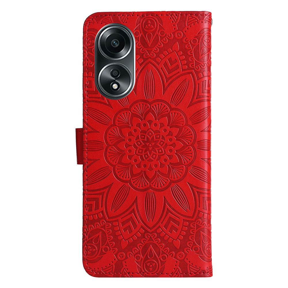 Mobile Phone Case for Oppo A58 4G , Wallet Stand Shell PU Leather Sunflower Imprinted Phone Cover