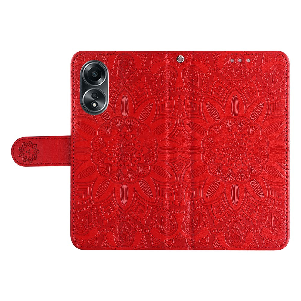 Mobile Phone Case for Oppo A58 4G , Wallet Stand Shell PU Leather Sunflower Imprinted Phone Cover