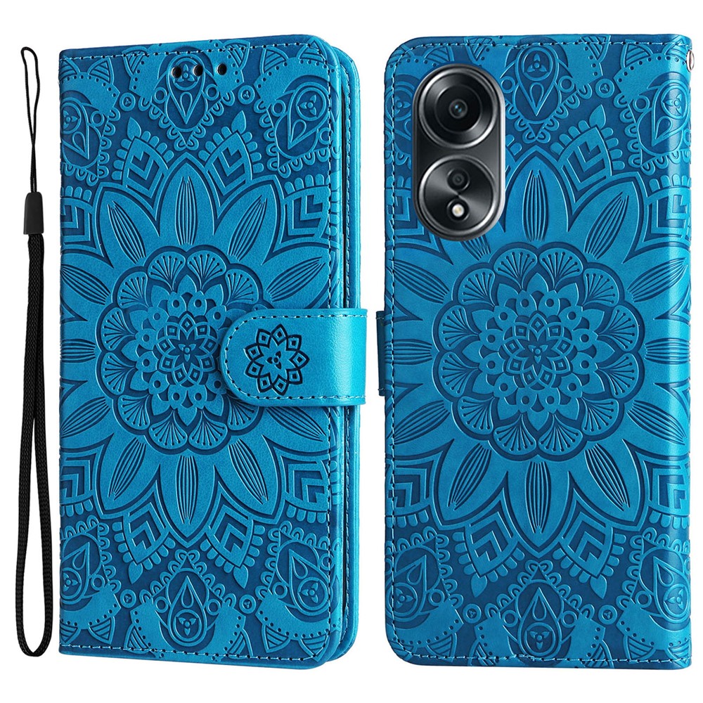 Mobile Phone Case for Oppo A58 4G , Wallet Stand Shell PU Leather Sunflower Imprinted Phone Cover