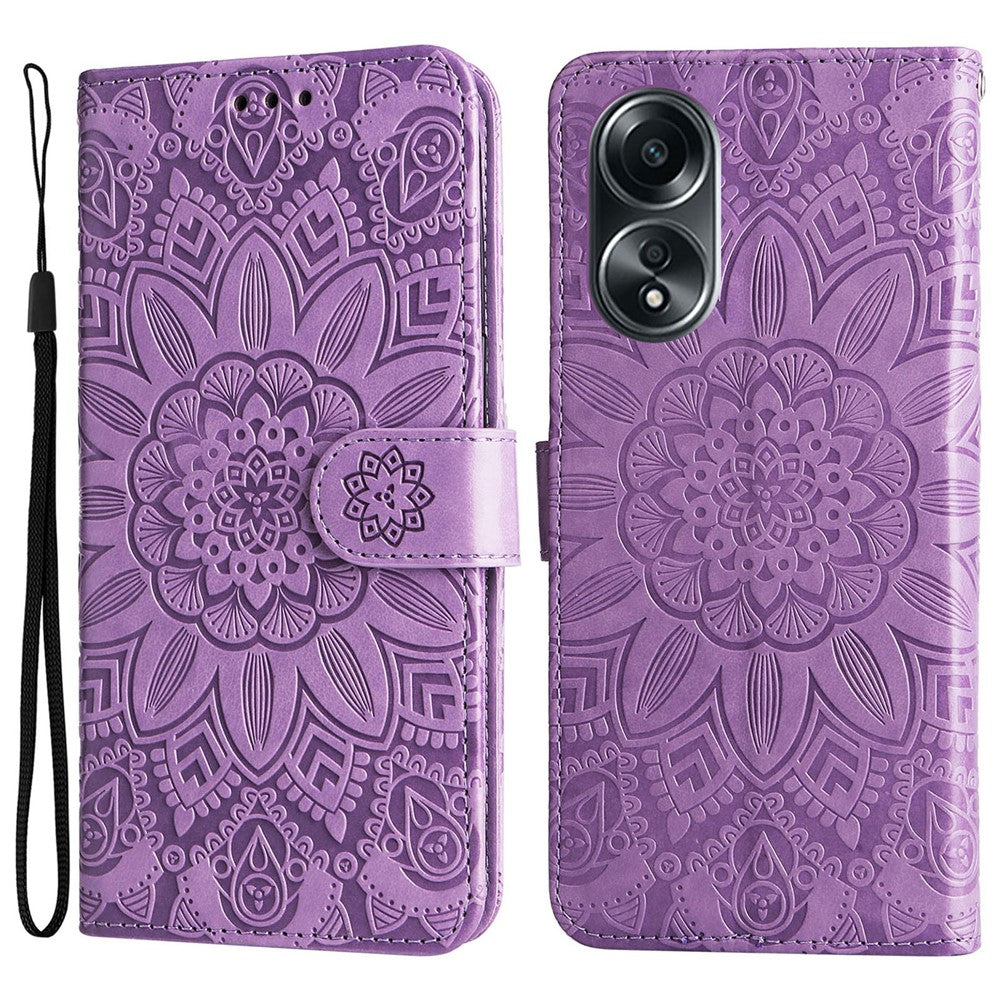 Mobile Phone Case for Oppo A58 4G , Wallet Stand Shell PU Leather Sunflower Imprinted Phone Cover