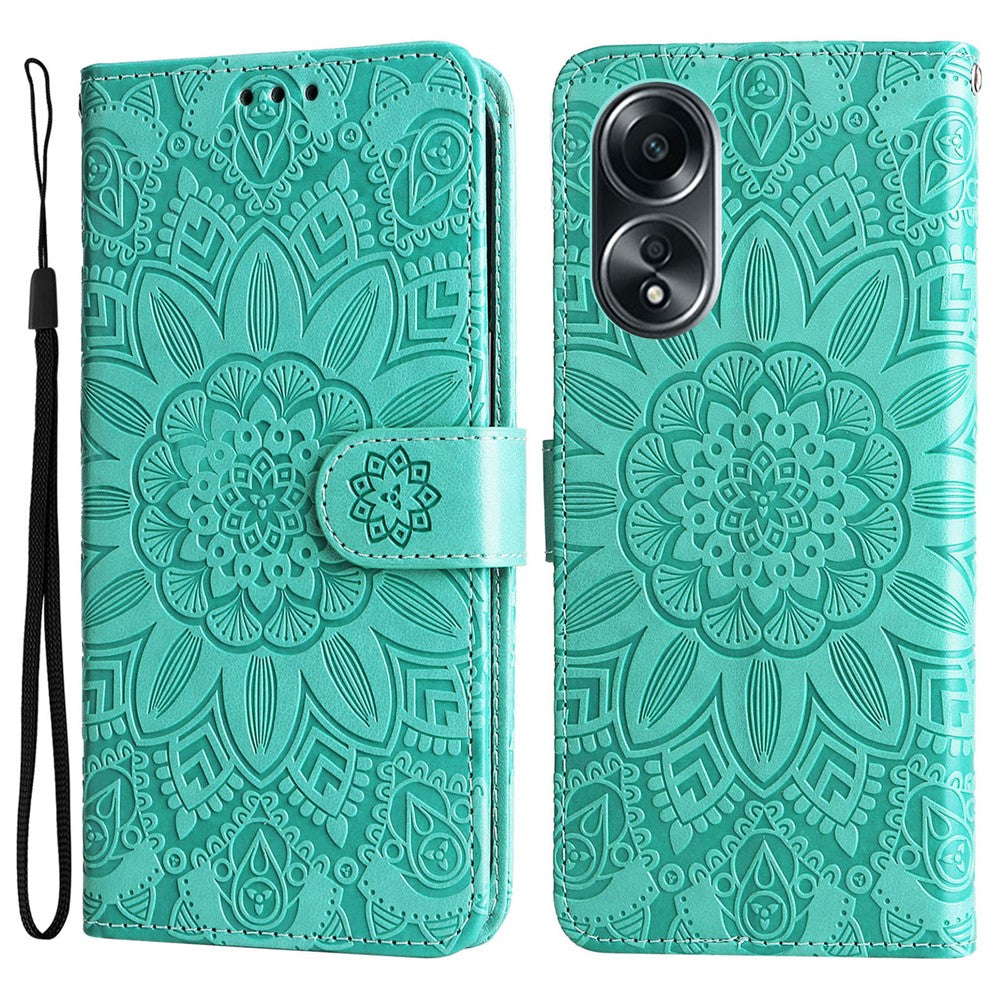 Mobile Phone Case for Oppo A58 4G , Wallet Stand Shell PU Leather Sunflower Imprinted Phone Cover