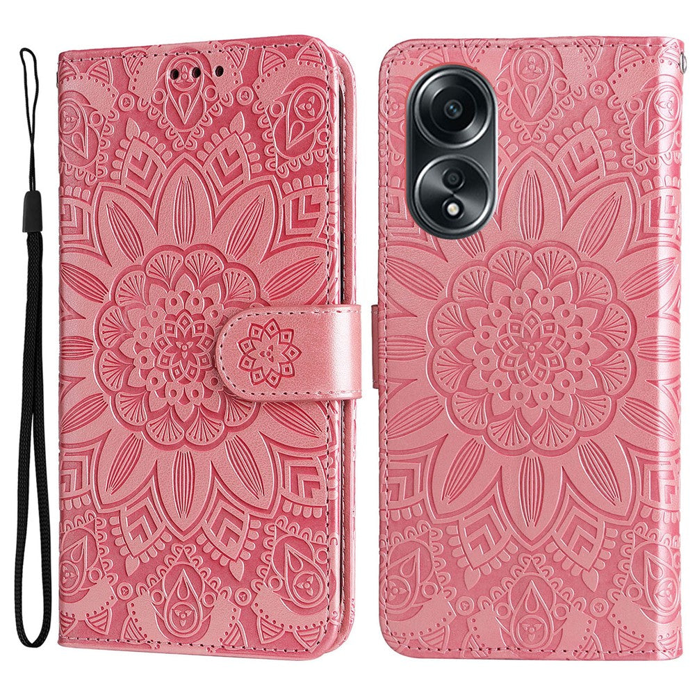 Mobile Phone Case for Oppo A58 4G , Wallet Stand Shell PU Leather Sunflower Imprinted Phone Cover