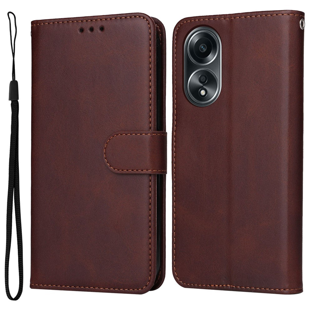 For Oppo A58 4G Wallet Stand PU Leather Cell Phone Case Calf Texture Full Protection Phone Cover