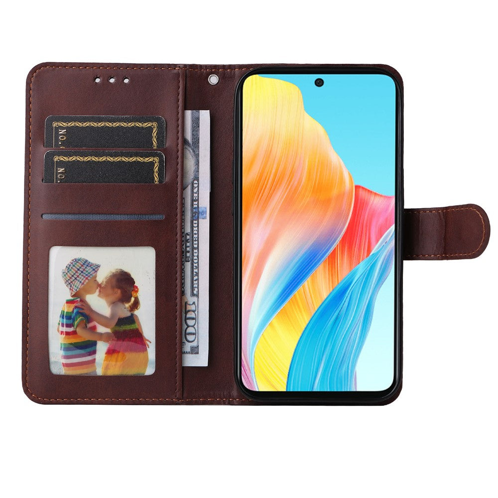 For Oppo A58 4G Wallet Stand PU Leather Cell Phone Case Calf Texture Full Protection Phone Cover