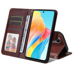 For Oppo A58 4G Wallet Stand PU Leather Cell Phone Case Calf Texture Full Protection Phone Cover