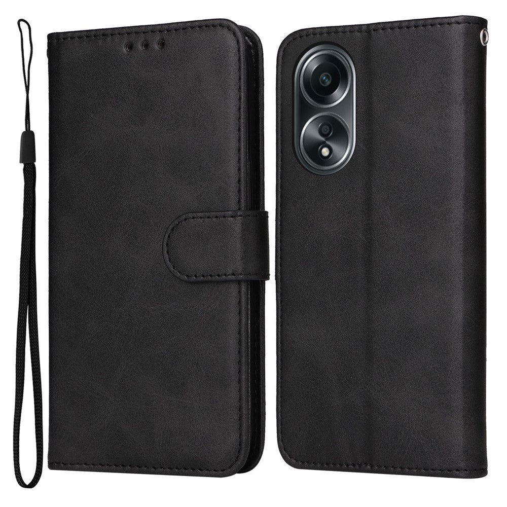 For Oppo A58 4G Wallet Stand PU Leather Cell Phone Case Calf Texture Full Protection Phone Cover