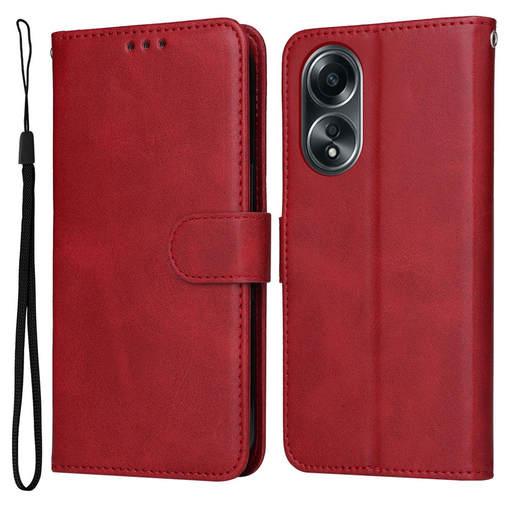 For Oppo A58 4G Wallet Stand PU Leather Cell Phone Case Calf Texture Full Protection Phone Cover