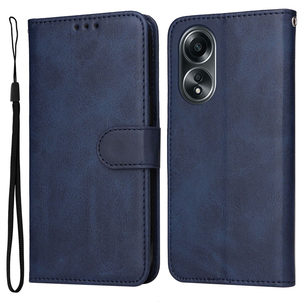For Oppo A58 4G Wallet Stand PU Leather Cell Phone Case Calf Texture Full Protection Phone Cover