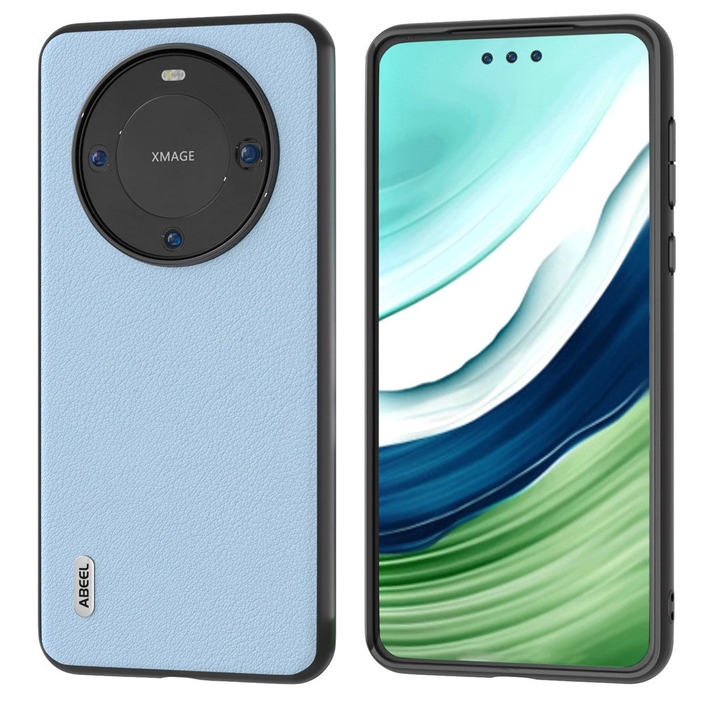 ABEEL För Huawei Mate 60 Texturerat mobilskal Äkta Koläder Belagd PC+TPU Stötsäkert Skal