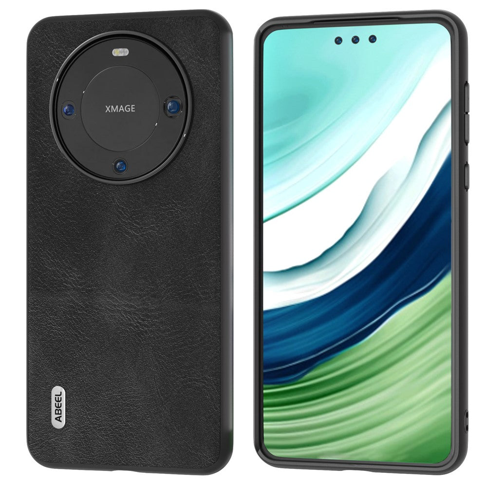 ABEEL For Huawei Mate 60 Cowhide Texture Phone Case PU Leather Coated TPU+PC Hybrid Protective Cover