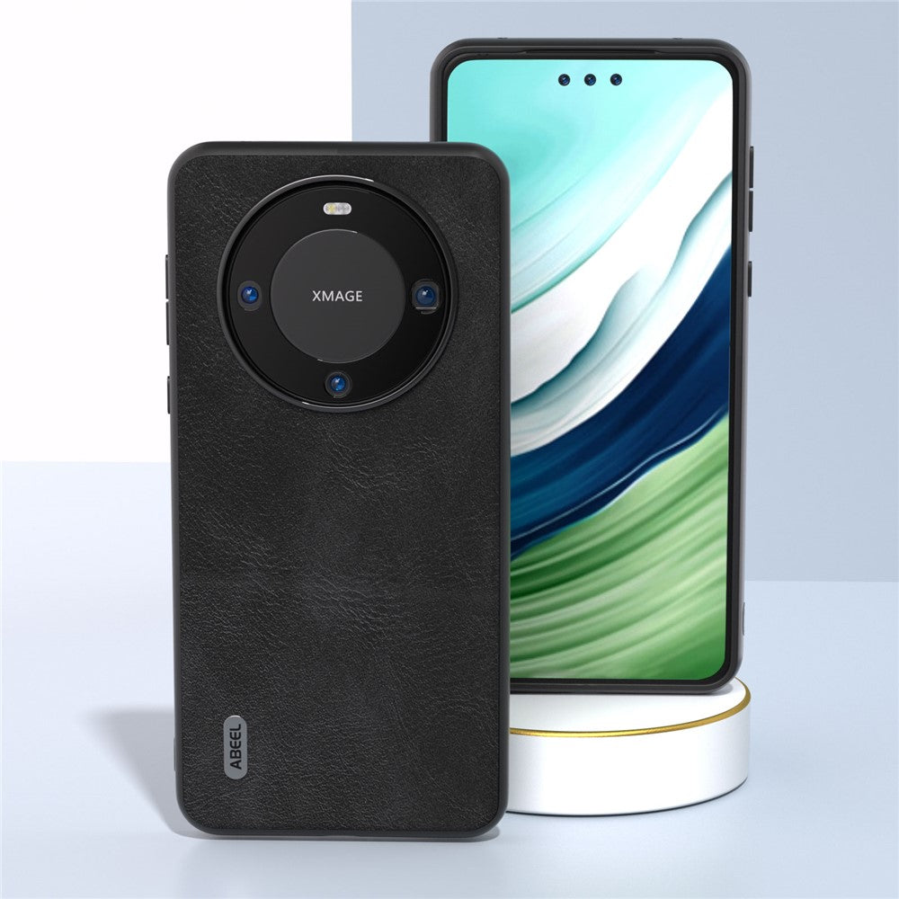 ABEEL For Huawei Mate 60 Cowhide Texture Phone Case PU Leather Coated TPU+PC Hybrid Protective Cover