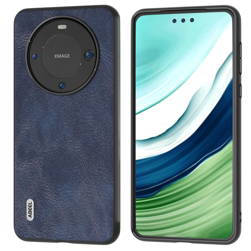 ABEEL For Huawei Mate 60 Cowhide Texture Phone Case PU Leather Coated TPU+PC Hybrid Protective Cover