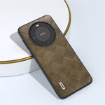 ABEEL For Huawei Mate 60 Grid Texture Back Cover PU Leather Coated PC+TPU Protective Phone Case