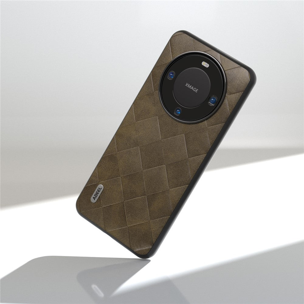 ABEEL For Huawei Mate 60 Grid Texture Back Cover PU Leather Coated PC+TPU Protective Phone Case