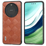 ABEEL For Huawei Mate 60 Grid Texture Back Cover PU Leather Coated PC+TPU Protective Phone Case