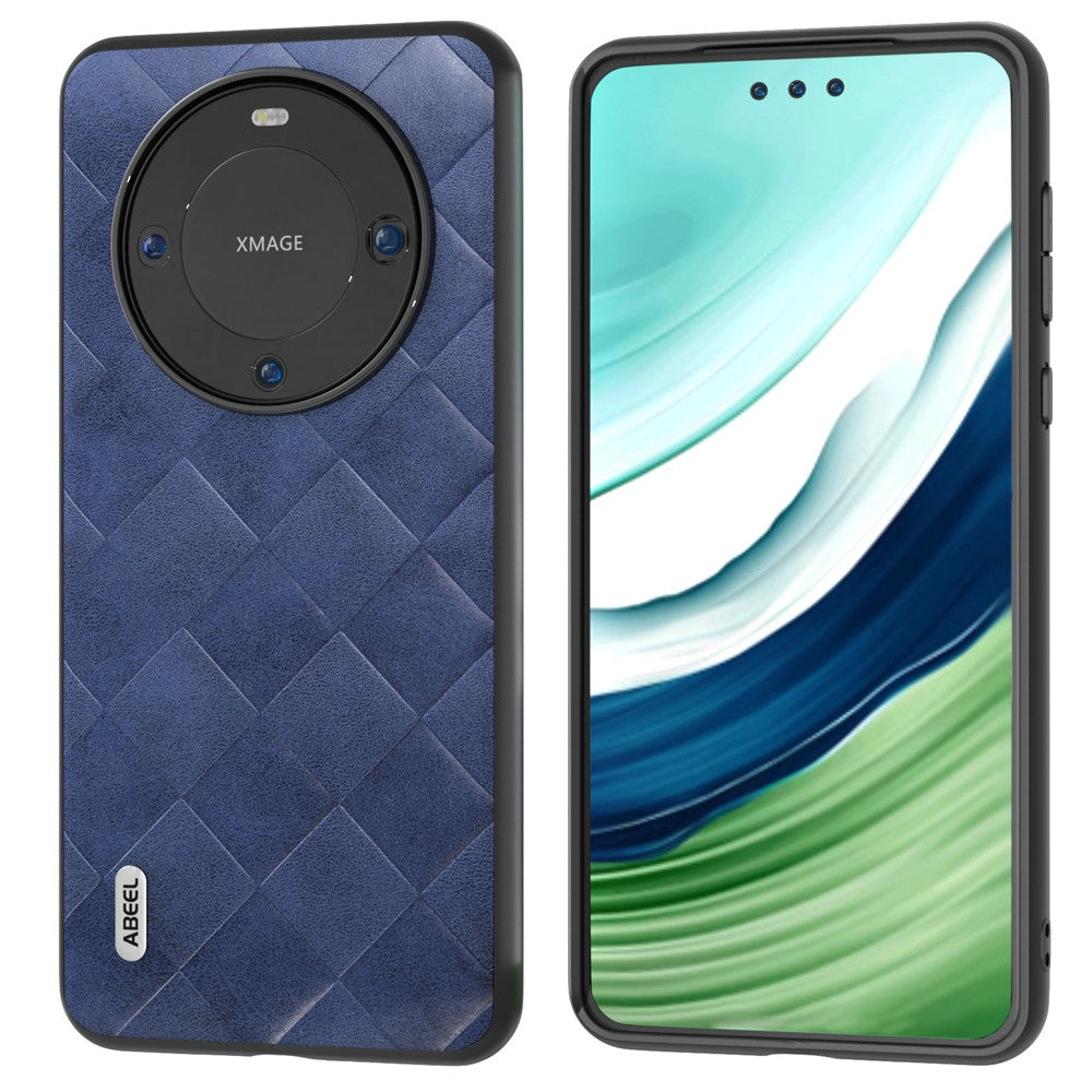 ABEEL For Huawei Mate 60 Grid Texture Back Cover PU Leather Coated PC+TPU Protective Phone Case