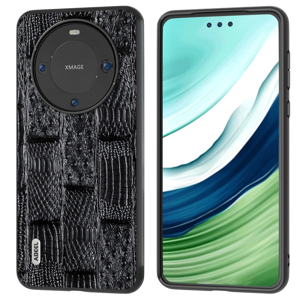ABEEL För Huawei Mate 60 Mahjong Textur Reptåligt Skal i Äkta Koläder+PC+TPU mobilskal