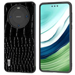 ABEEL For Huawei Mate 60 Crocodile Texture Phone Cover Genuine Cow Leather Coated PC+TPU Hybrid Case