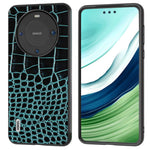 ABEEL For Huawei Mate 60 Crocodile Texture Phone Cover Genuine Cow Leather Coated PC+TPU Hybrid Case