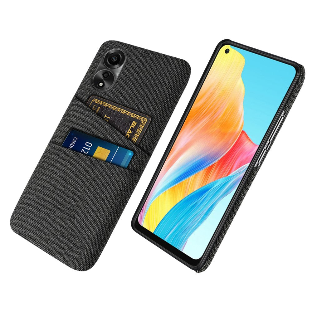 For Oppo A78 4G Anti-Scratch Phone Case Dual Card Slots Hard PC+Cloth Phone Shell Cover
