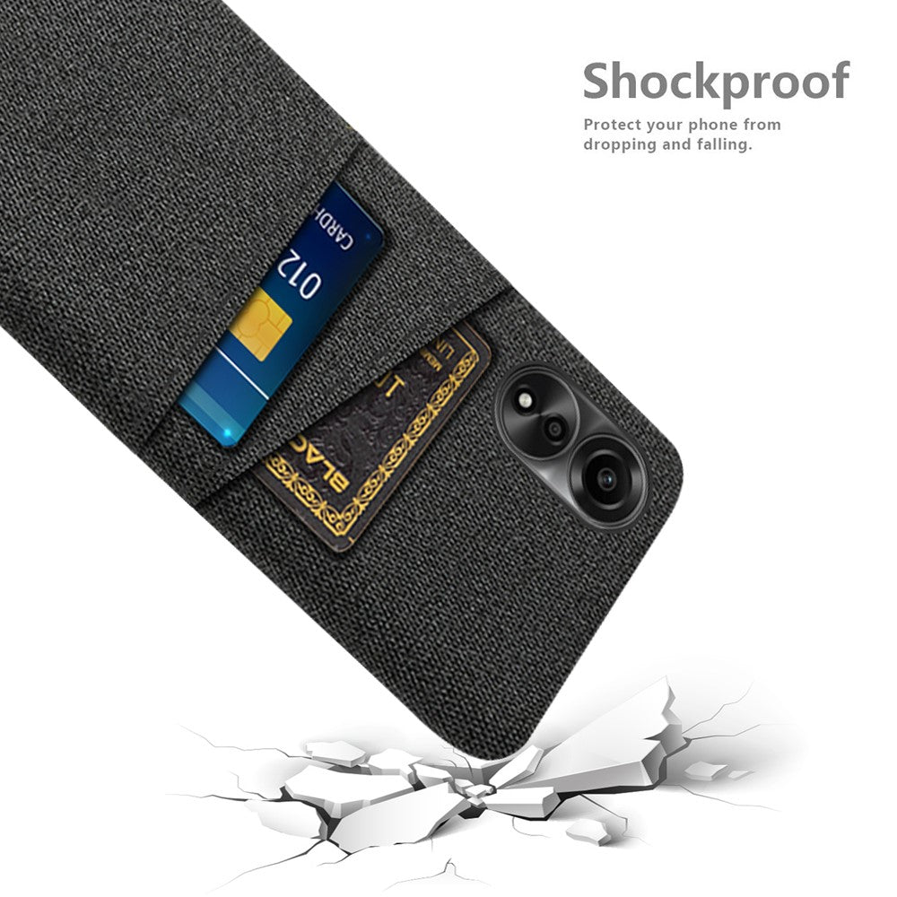 For Oppo A78 4G Anti-Scratch Phone Case Dual Card Slots Hard PC+Cloth Phone Shell Cover