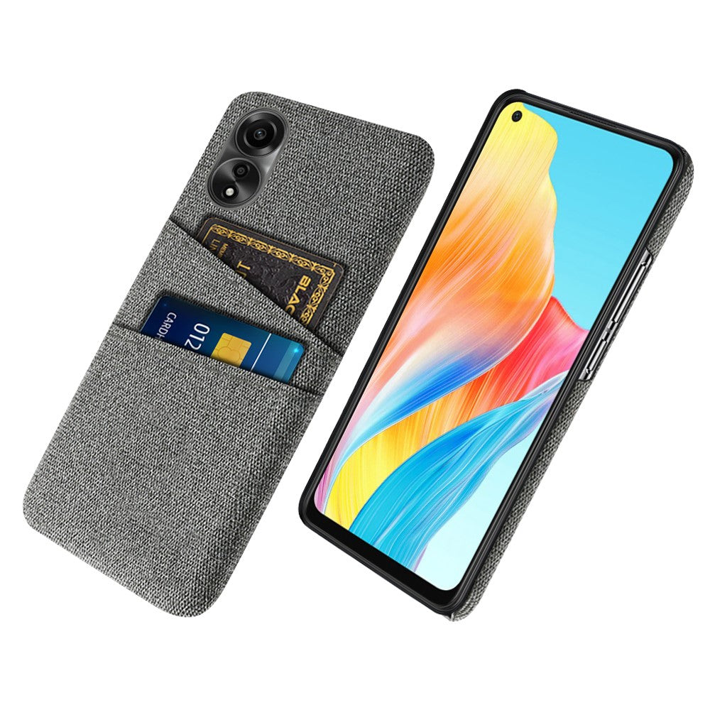 For Oppo A78 4G Anti-Scratch Phone Case Dual Card Slots Hard PC+Cloth Phone Shell Cover