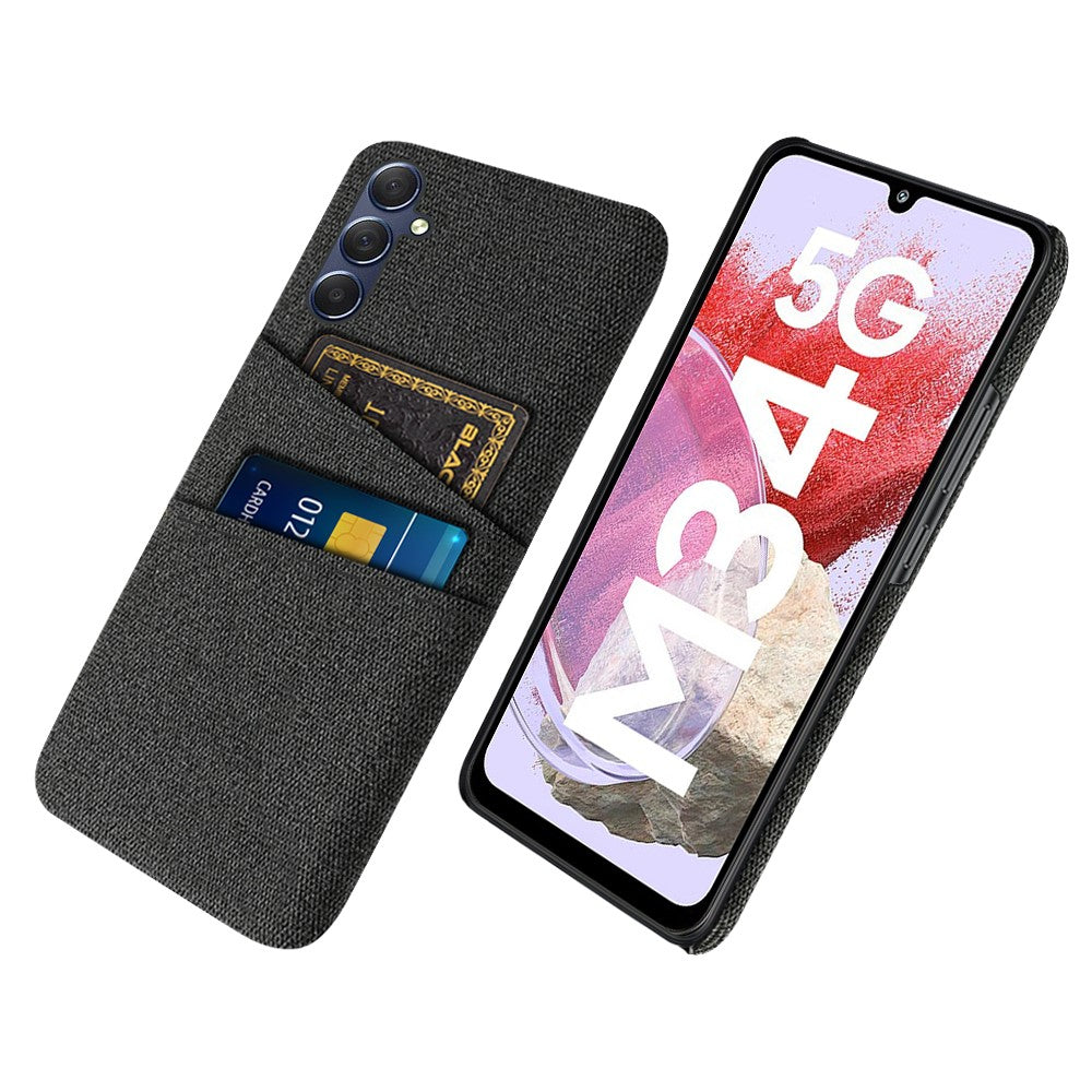 Hårdt PC + stof-mobilfodral til Samsung Galaxy M34 5G / F34 5G med dobbelt kortholder
