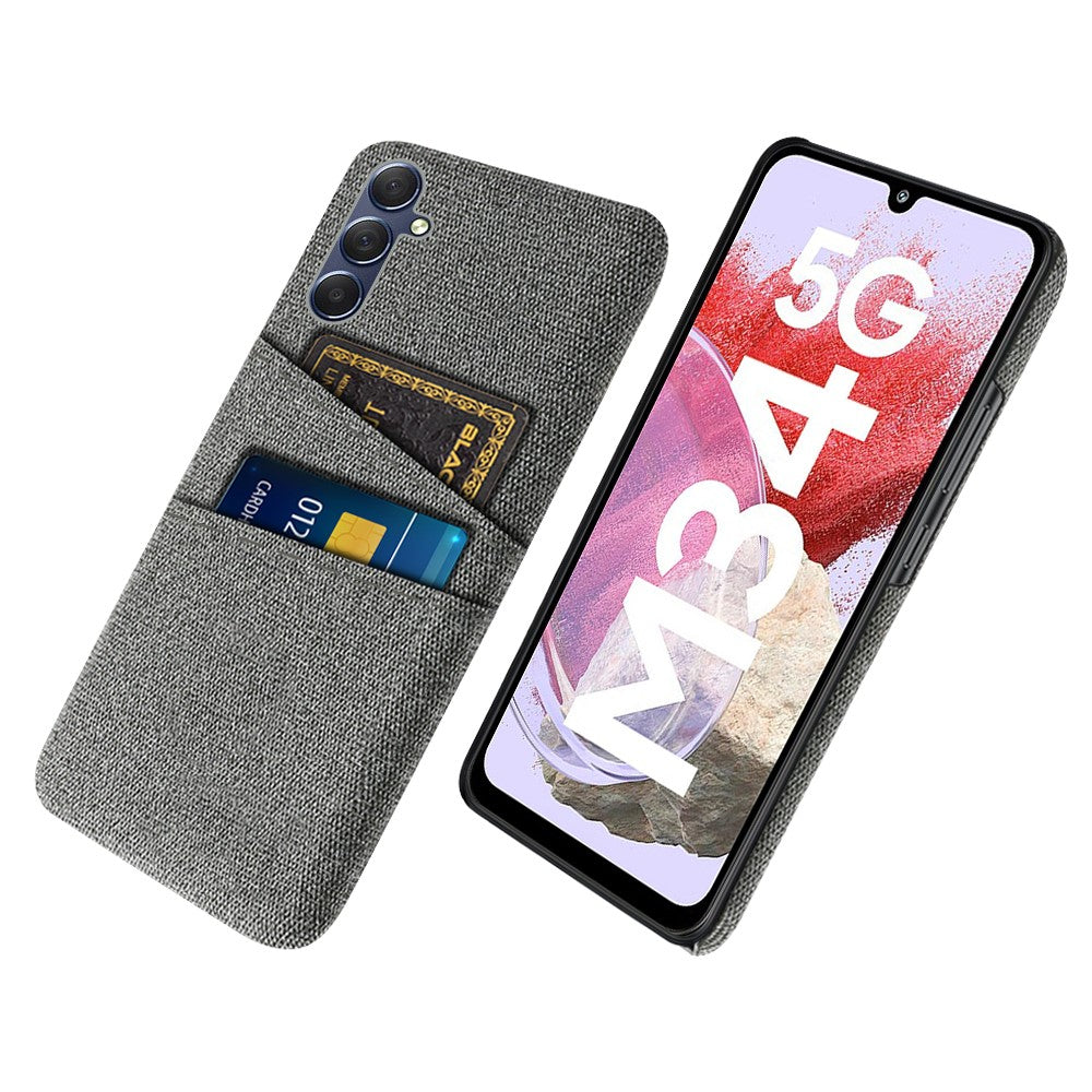 Hårdt PC + stof-mobilfodral til Samsung Galaxy M34 5G / F34 5G med dobbelt kortholder