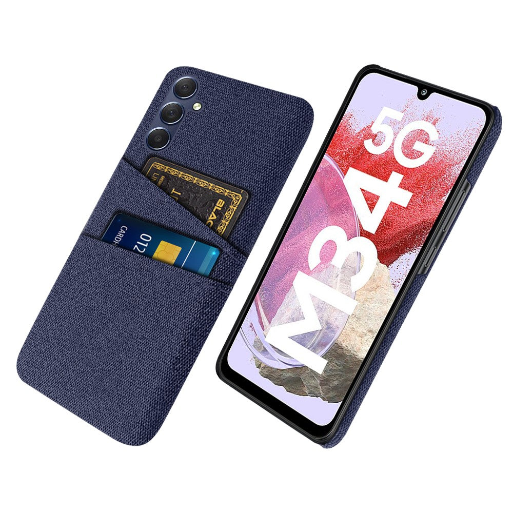 Hårdt PC + stof-mobilfodral til Samsung Galaxy M34 5G / F34 5G med dobbelt kortholder