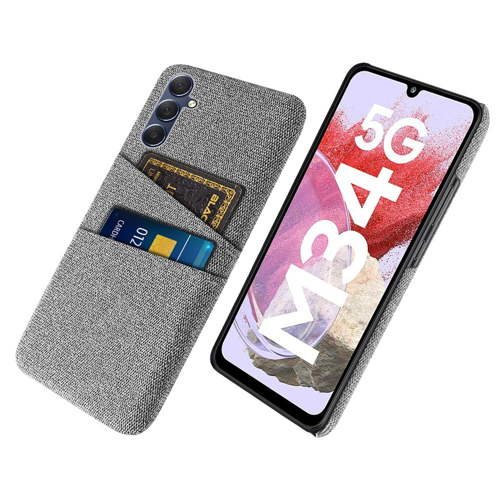 Hårdt PC + stof-mobilfodral til Samsung Galaxy M34 5G / F34 5G med dobbelt kortholder