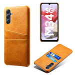 For Samsung Galaxy M34 5G / F34 5G Cell Phone Cover PU Leather Coated PC Protective Case with Dual Card Slots