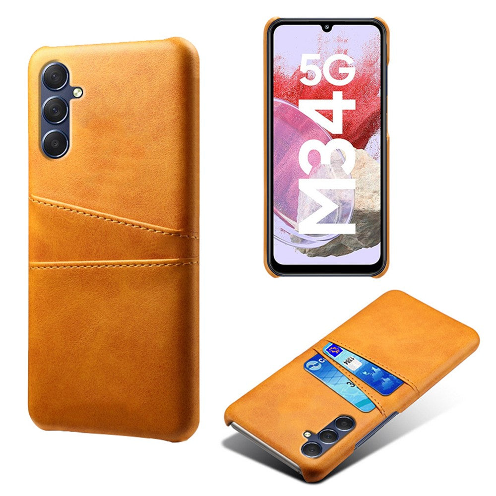 For Samsung Galaxy M34 5G / F34 5G Cell Phone Cover PU Leather Coated PC Protective Case with Dual Card Slots