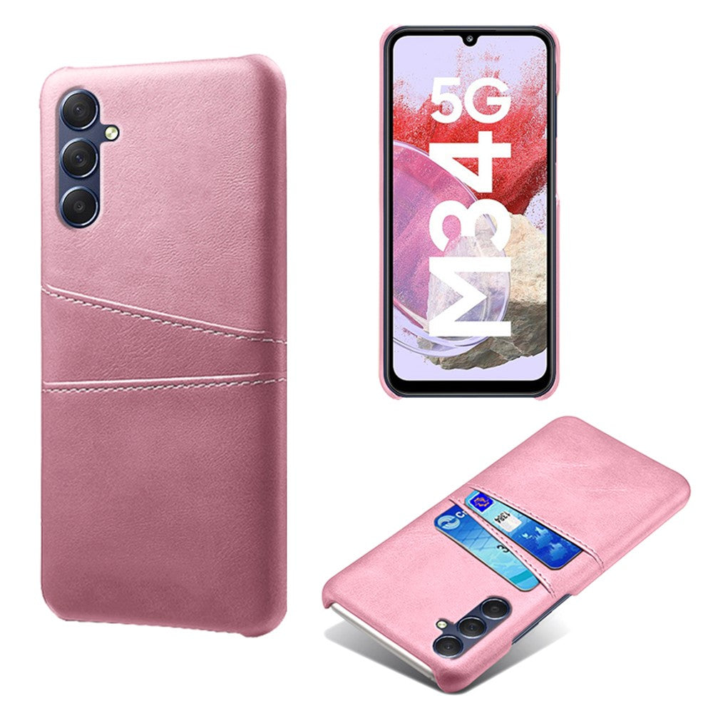 For Samsung Galaxy M34 5G / F34 5G Cell Phone Cover PU Leather Coated PC Protective Case with Dual Card Slots