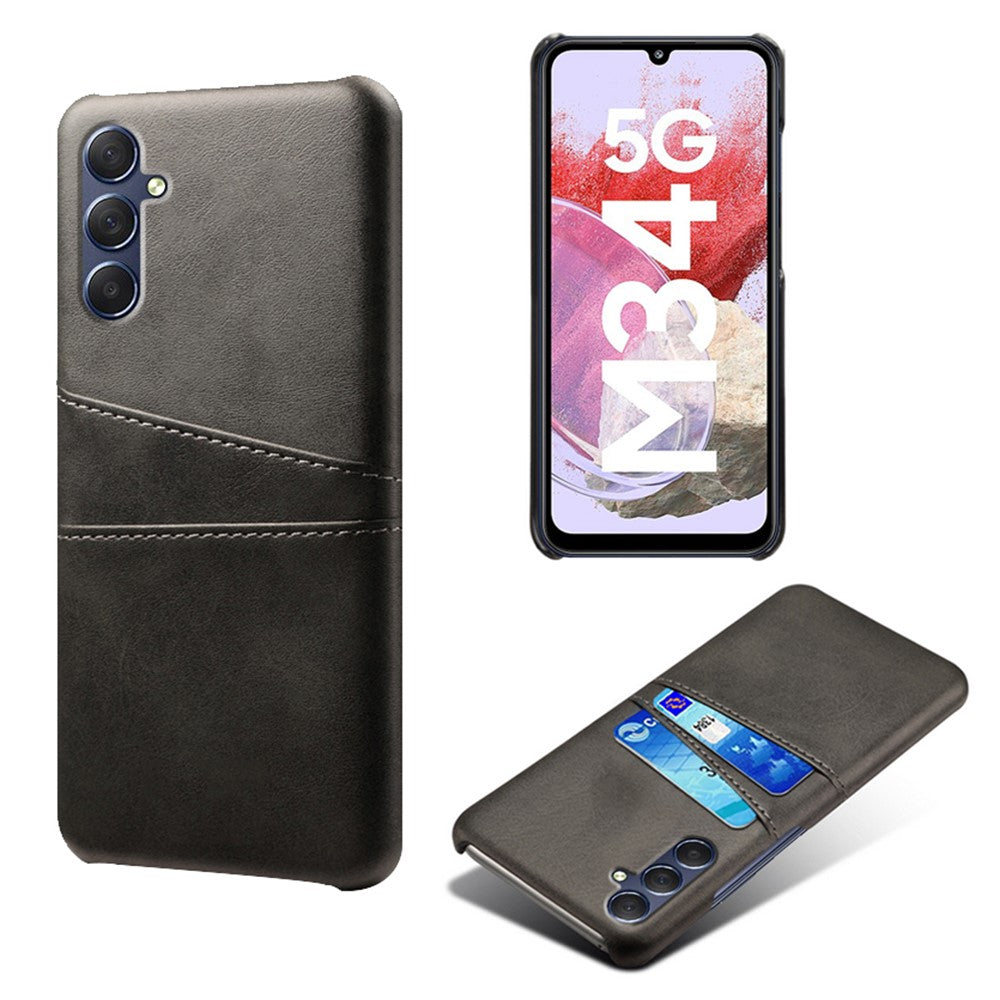 For Samsung Galaxy M34 5G / F34 5G Cell Phone Cover PU Leather Coated PC Protective Case with Dual Card Slots
