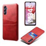 For Samsung Galaxy M34 5G / F34 5G Cell Phone Cover PU Leather Coated PC Protective Case with Dual Card Slots