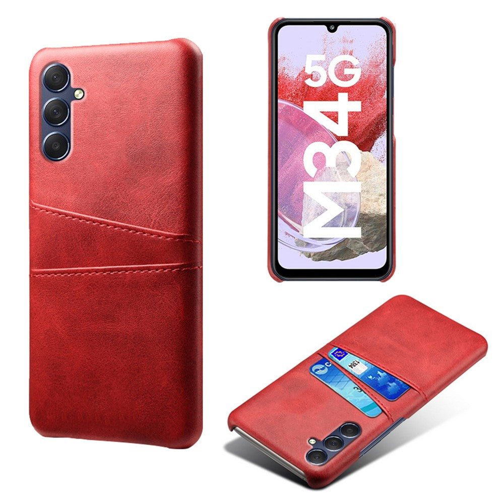 For Samsung Galaxy M34 5G / F34 5G Cell Phone Cover PU Leather Coated PC Protective Case with Dual Card Slots
