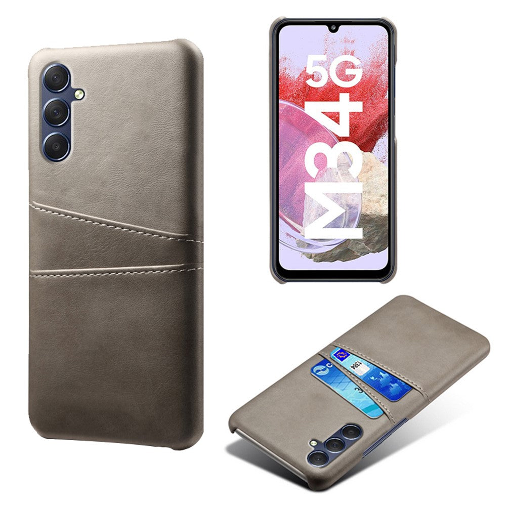 For Samsung Galaxy M34 5G / F34 5G Cell Phone Cover PU Leather Coated PC Protective Case with Dual Card Slots
