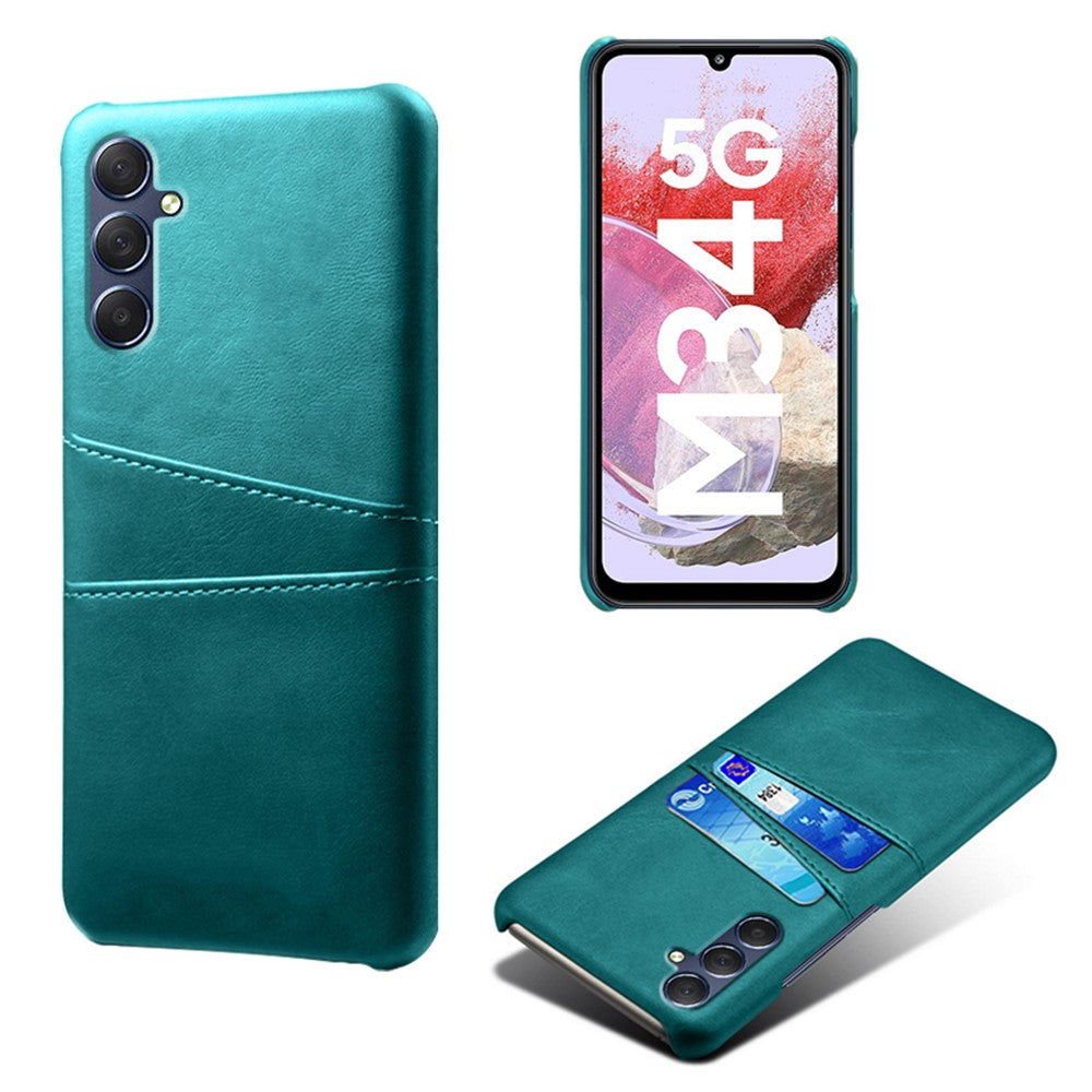 For Samsung Galaxy M34 5G / F34 5G Cell Phone Cover PU Leather Coated PC Protective Case with Dual Card Slots