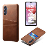 For Samsung Galaxy M34 5G / F34 5G Cell Phone Cover PU Leather Coated PC Protective Case with Dual Card Slots