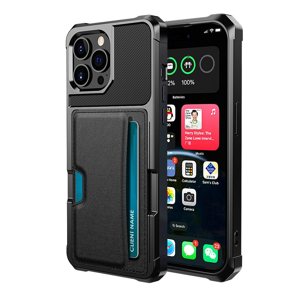 Til iPhone 15 Pro Max ZM02 Kortplads Telefoncover Fire Hjørner Anti-drop PU Læderbelagt TPU Etui